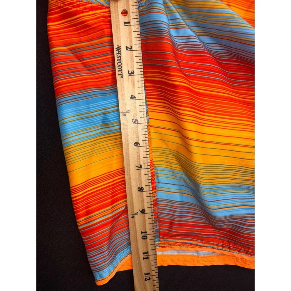 Nike Mens Orange Striped Swim Trunks Board Shorts Mesh Lined NESS5380 Large